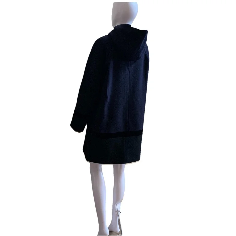 Forecaster of Boston Lamb Wool Winter Coat Hoodie Size 8 Women's Navy Blue Long